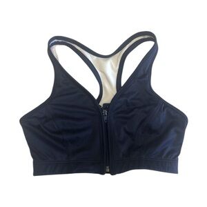 Zipper Front Blue Sports Bra